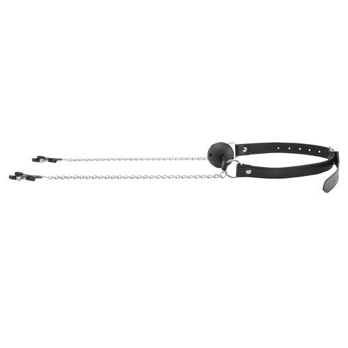 Breathable Ball Gag With Nipple Clamps
