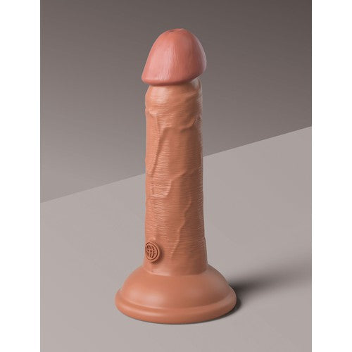 King Cock Elite 7" Vibrating Silicone Dual Density Cock - Tan
