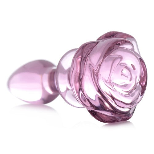 Pink Rose Glass Anal Plug