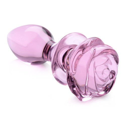 Pink Rose Glass Anal Plug