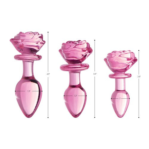 Pink Rose Glass Anal Plug