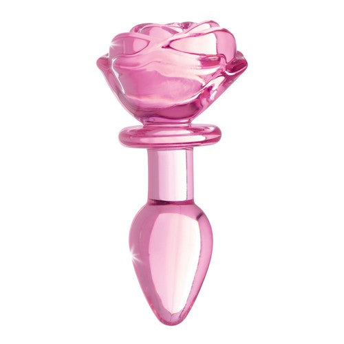 Pink Rose Glass Anal Plug