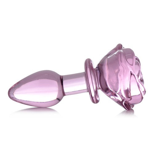 Pink Rose Glass Anal Plug