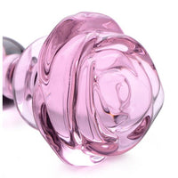 Pink Rose Glass Anal Plug
