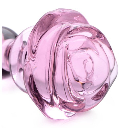 Pink Rose Glass Anal Plug