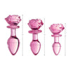 Pink Rose Glass Anal Plug