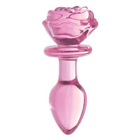 Pink Rose Glass Anal Plug