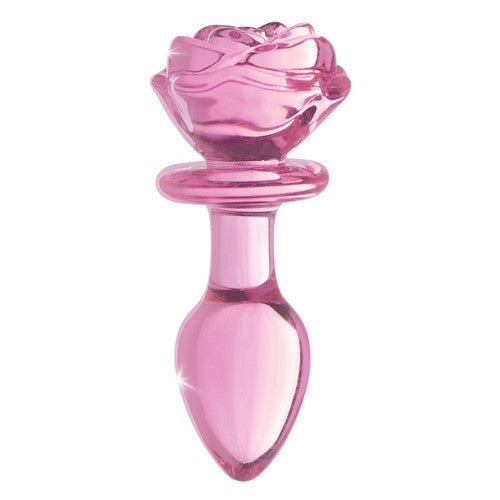Pink Rose Glass Anal Plug
