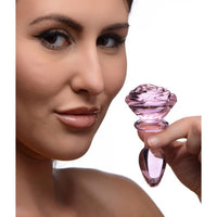 Pink Rose Glass Anal Plug