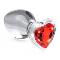 Red Heart Gem Glass Anal Plug