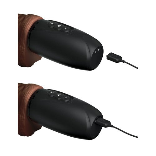 Thrusting 7.5" Cock With Balls - Brown